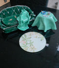 Bruciaincenso e Portagioie da Tavolo Verde Smeraldo, Mini Diorama Fatto a Mano in Ceramica a Freddo, Regalo Unico e Particolare per la Casa
